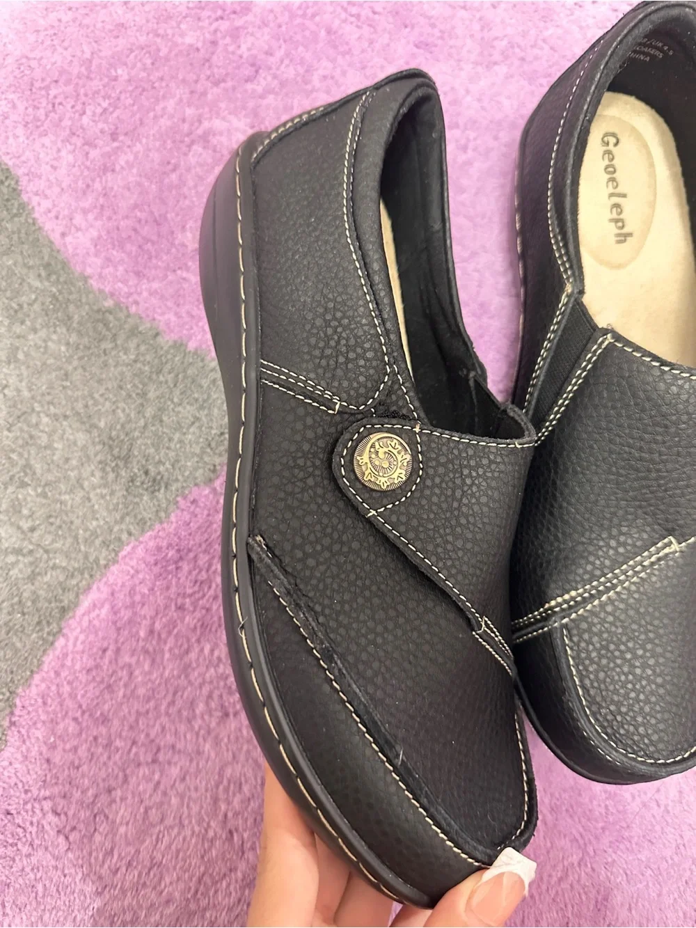 Geoeleph Black Women's Casual Slip-On Loafers